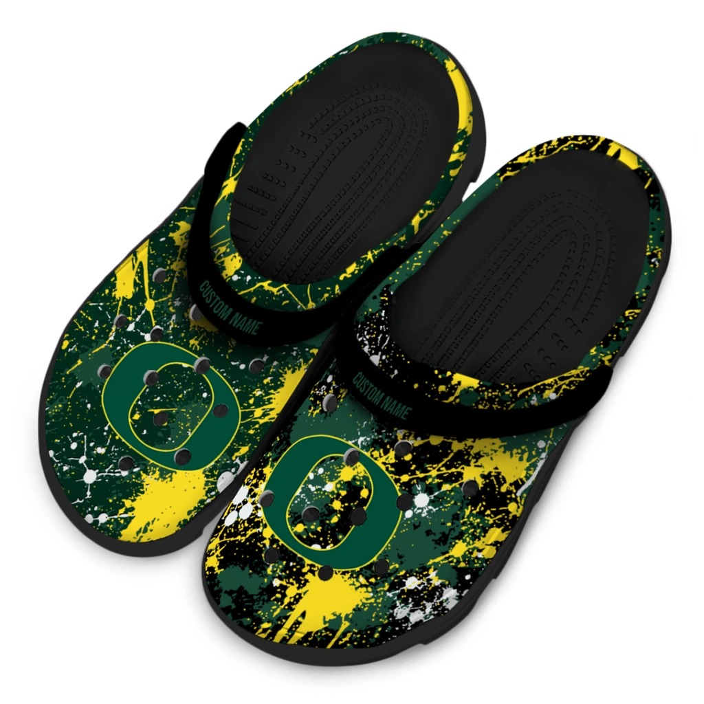 oregon-ducks-clog-custom-splatter-splash-green-black-latest-model.webp