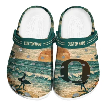 Oregon Ducks Clogs - Custom Wave Scene Fir Green