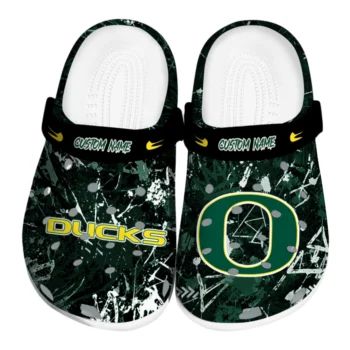 Oregon Ducks Clogs - Customized Graffiti Burst Green Black