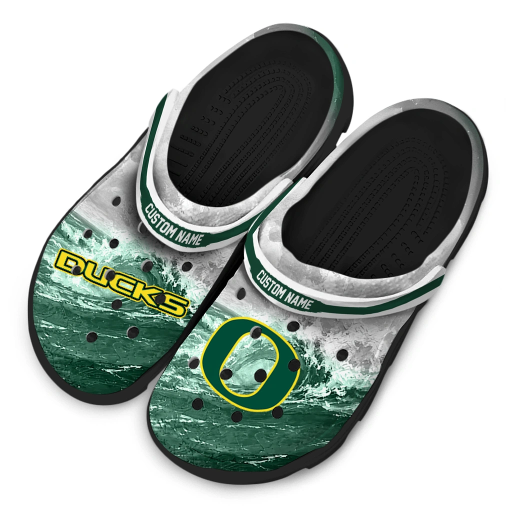oregon-ducks-clog-customized-wave-swirl-green-white-latest-model.webp