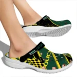 Oregon Ducks Clogs – Customized Checkered Streaks Green Black 1