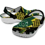 Oregon Ducks Clogs – Customized Checkered Streaks Green Black 1