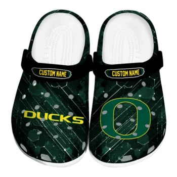 Oregon Ducks Clogs - Personalized Circuit Geometry Green Black