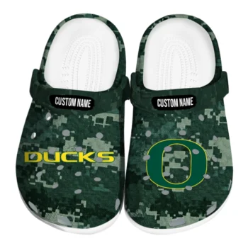 Oregon Ducks Clogs - Personalized Digital Camo Green