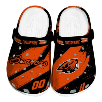 Oregon State Beavers Clogs - Personalized Checkered Streaks Orange Black