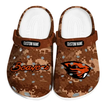 Oregon State Beavers Clogs - Custom Digital Camo Orange