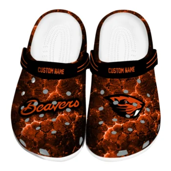 Oregon State Beavers Clogs - Customized Cracked Energy Orange Black
