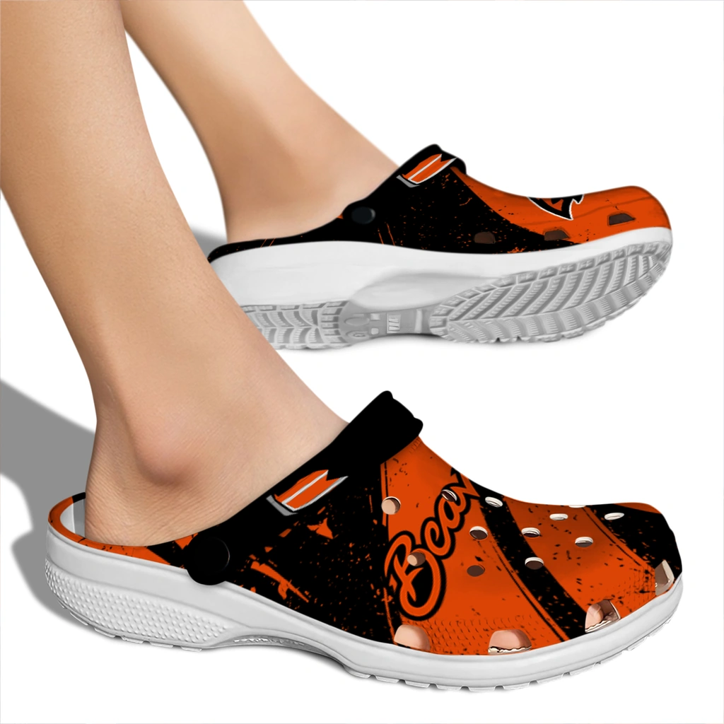 oregon-state-beavers-clog-personalized-checkered-streaks-orange-black-fashion-forward.webp