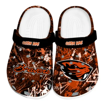 Oregon State Beavers Clogs - Personalized Graffiti Burst Orange Black