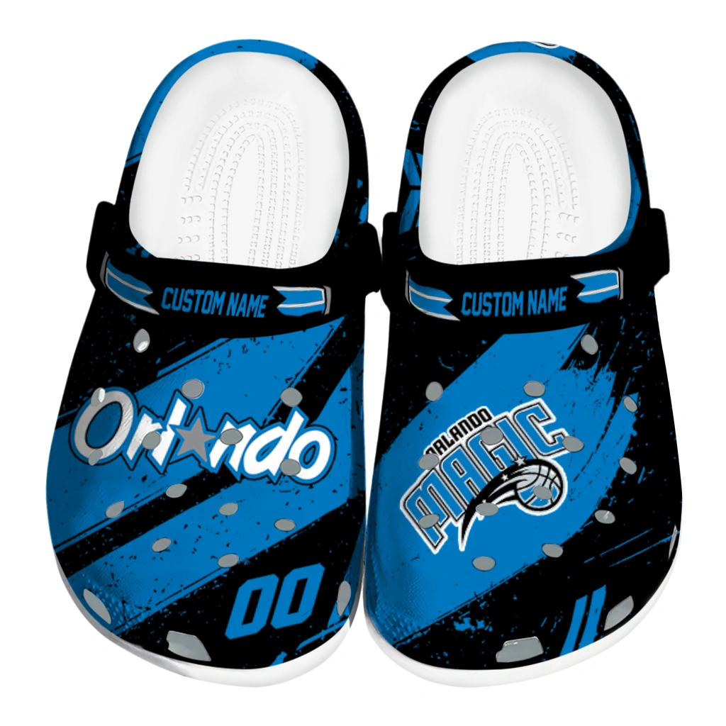 Orlando Magic Clogs - Customized Circuit Geometry Blue Black 1 orlando magic clog customized checkered streaks blue black best selling 1