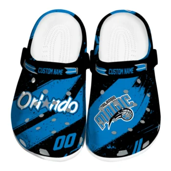 Orlando Magic Clogs - Custom Checkered Streaks Blue Black