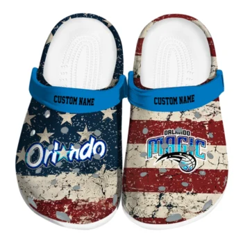 Orlando Magic Clogs - Customized Distressed Stripes Blue Red Blue