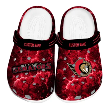 Ottawa Senators Clogs - Customized Cracked Energy Red Black