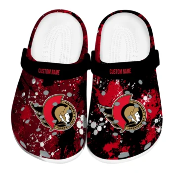 Ottawa Senators Clogs - Customized Splatter Splash Red Black