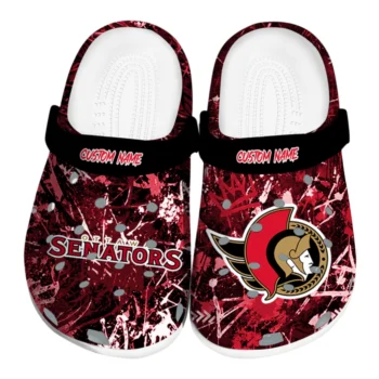Ottawa Senators Clogs - Personalized Graffiti Burst Red Black