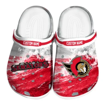Ottawa Senators Clogs - Personalized Wave Swirl Red White