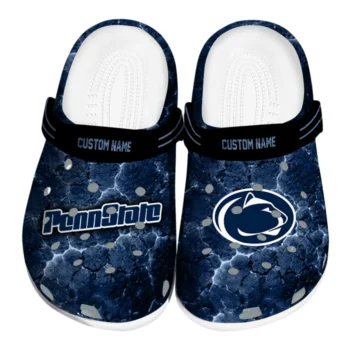 Penn State Nittany Lions Clogs - Customized Cracked Energy Blue Black