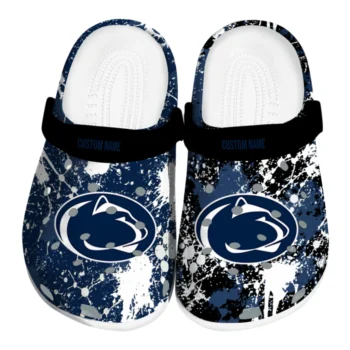 Penn State Nittany Lions Clogs - Customized Splatter Splash Blue Black