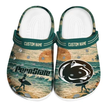 Penn State Nittany Lions Clogs - Customized Wave Scene Fir Green