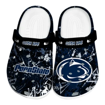 Penn State Nittany Lions Clogs - Personalized Graffiti Burst Blue Black