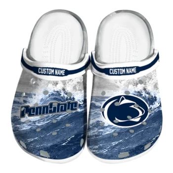Penn State Nittany Lions Clogs - Personalized Wave Swirl Blue White