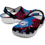 Philadelphia 76ers Clogs – Personalized Circuit Geometry Blue Black 1