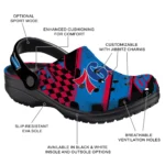 Philadelphia 76ers Clogs – Customized Checkered Streaks Blue Black 1