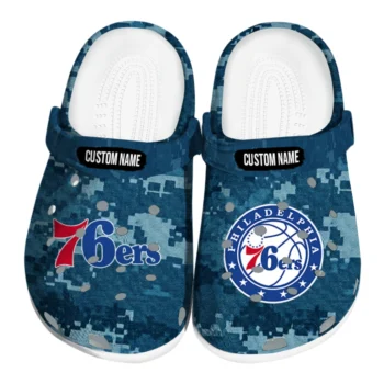 Philadelphia 76ers Clogs - Personalized Digital Camo Blue