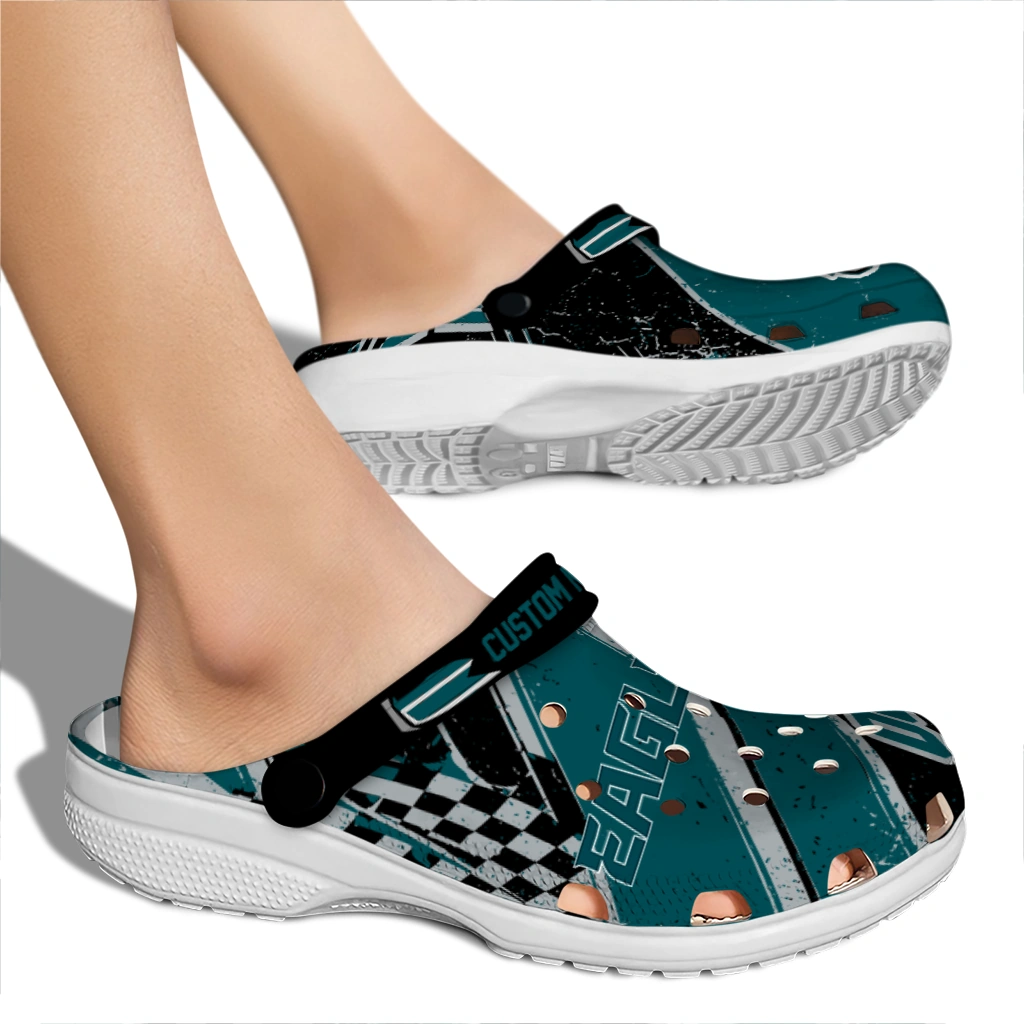 Philadelphia Eagles Clogs - Custom Circuit Geometry Green Black 2