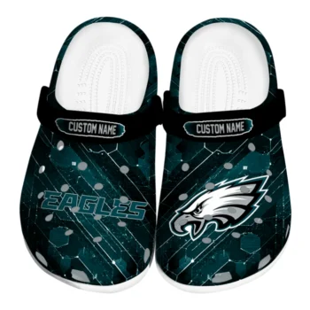 Philadelphia Eagles Clogs - Custom Circuit Geometry Green Black
