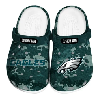 Philadelphia Eagles Clogs - Custom Digital Camo Green