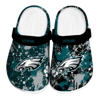 Philadelphia Eagles Clogs - Customized Splatter Splash Green Black
