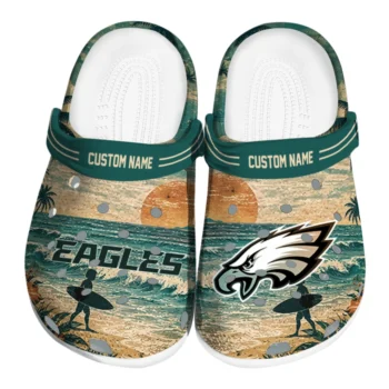 Philadelphia Eagles Clogs - Customized Wave Scene Fir Green