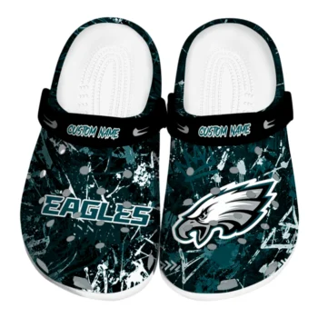 Philadelphia Eagles Clogs - Personalized Graffiti Burst Green Black