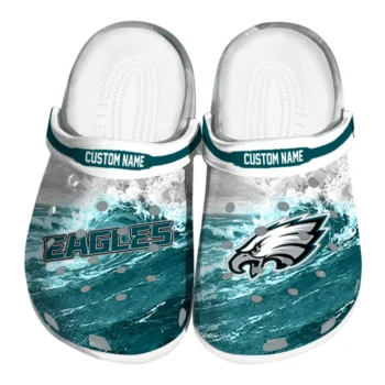 Philadelphia Eagles Clogs - Personalized Wave Swirl Green White