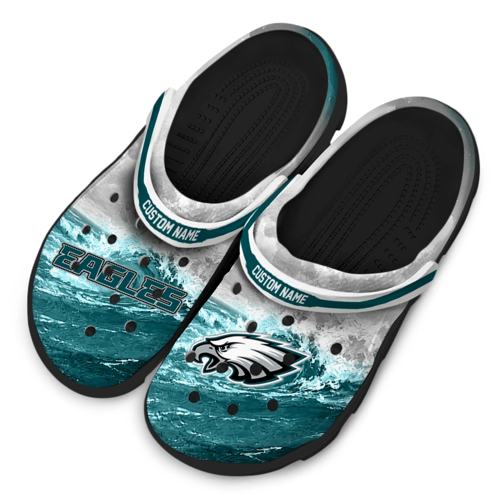 philadelphia-eagles-clog-personalized-wave-swirl-green-white-latest-model.webp