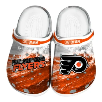 Philadelphia Flyers Clogs - Custom Wave Swirl Orange White