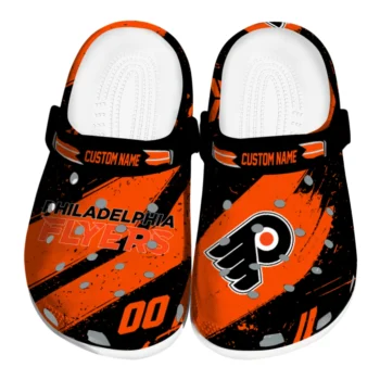 Philadelphia Flyers Clogs - Custom Checkered Streaks Orange Black