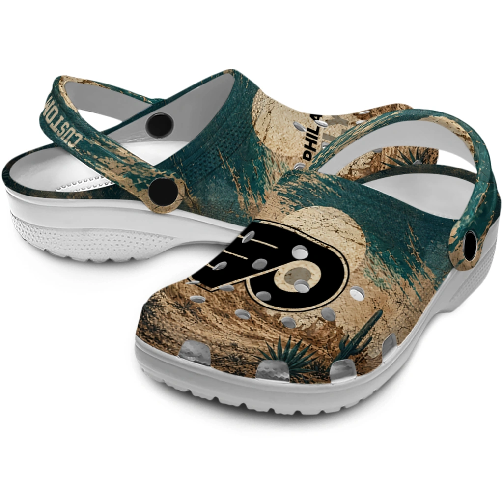 philadelphia-flyers-clog-customized-cracked-landscape-fir-green-beige-high-quality.webp