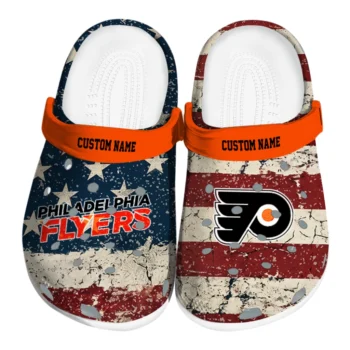 Philadelphia Flyers Clogs - Customized Distressed Stripes Orange Red Blue