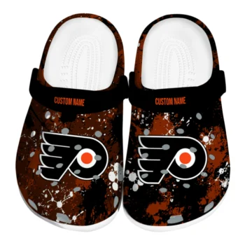 Philadelphia Flyers Clogs - Personalized Splatter Splash Orange Black