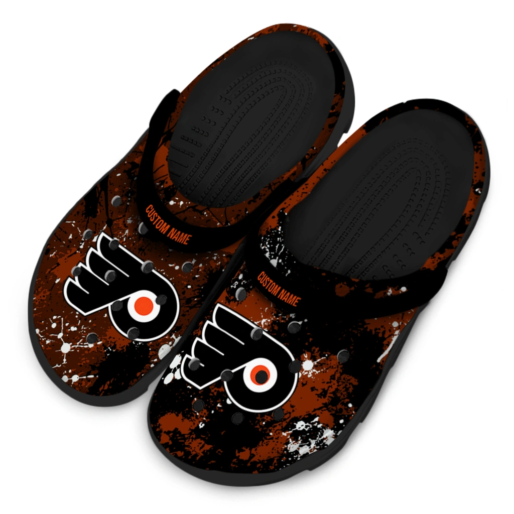 philadelphia-flyers-clog-personalized-splatter-splash-orange-black-latest-model.webp