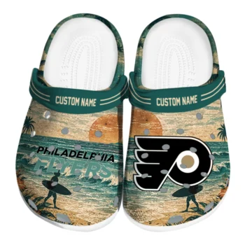 Philadelphia Flyers Clogs - Personalized Wave Scene Fir Green