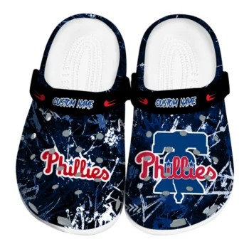 Philadelphia Phillies Clogs - Custom Graffiti Burst Blue Black