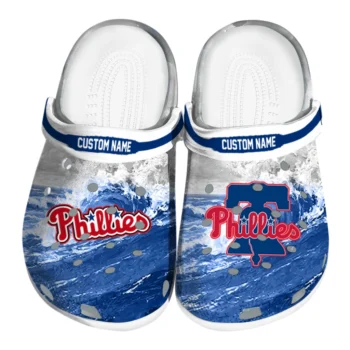 Philadelphia Phillies Clogs - Custom Wave Swirl Blue White