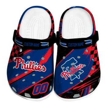 Philadelphia Phillies Clogs - Customized Circuit Geometry Blue Black