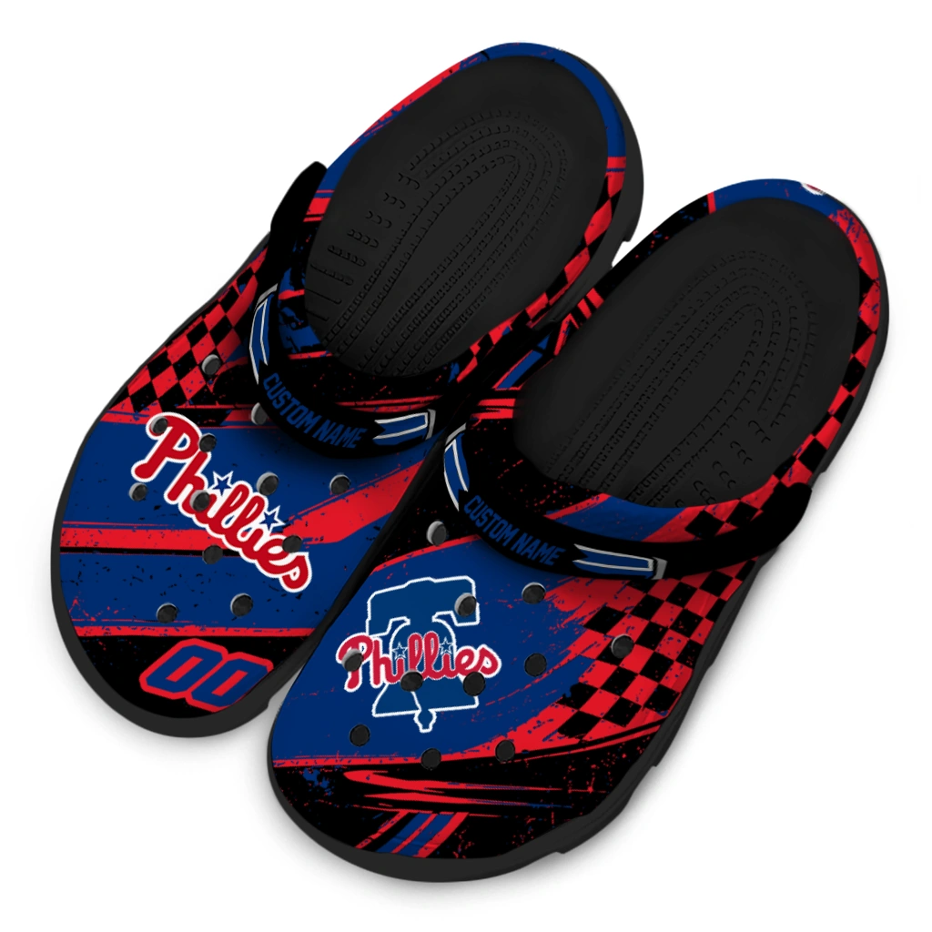 Philadelphia Phillies Clogs - Customized Circuit Geometry Blue Black 4
