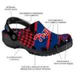 Philadelphia Phillies Clogs – Custom Checkered Streaks Blue Black 1
