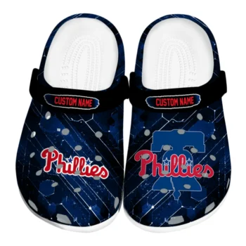 Philadelphia Phillies Clogs - Customized Circuit Geometry Blue Black