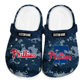 Philadelphia Phillies Clogs - Customized Digital Camo Blue